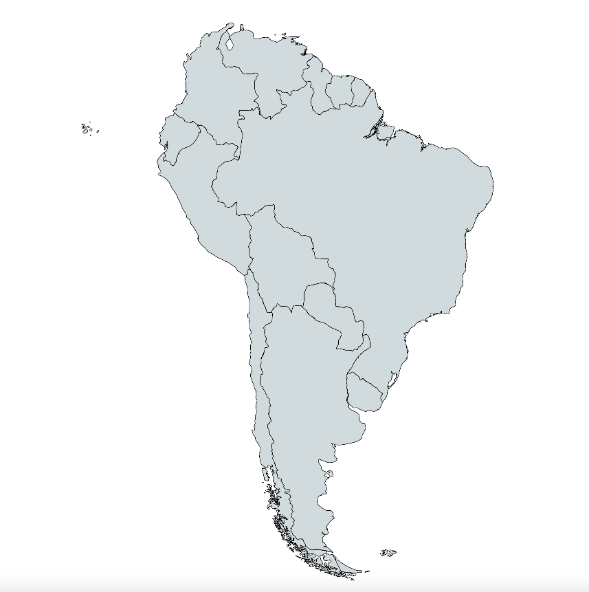 mapamundi mudo de América del Sur