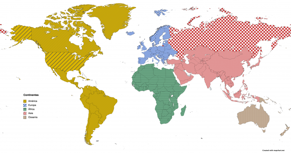 mapa de los continentes