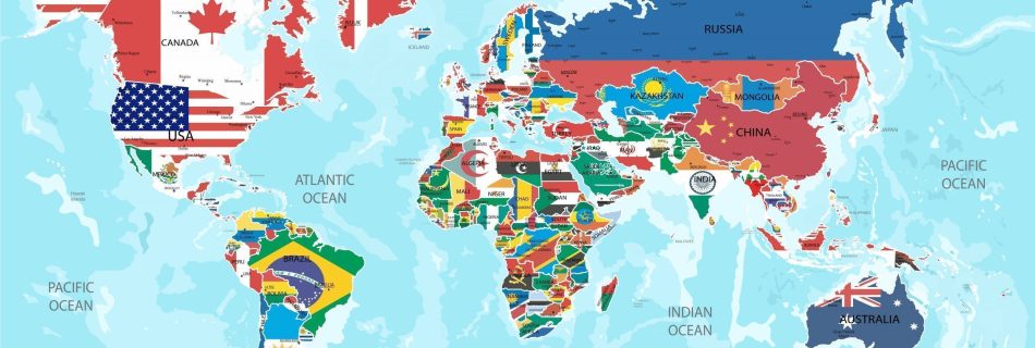 Mapamundi con nombres de los países