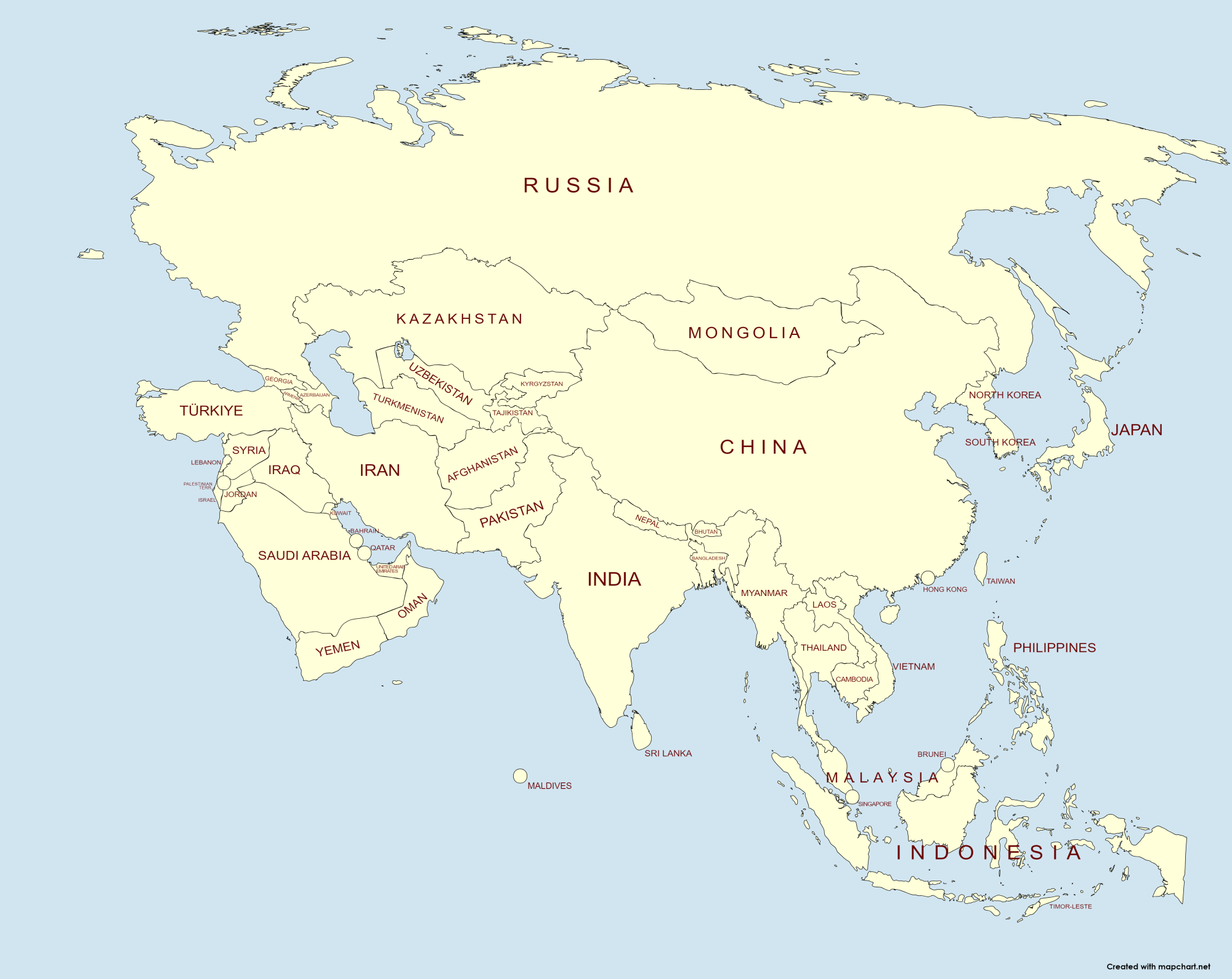 mapa político de Asia